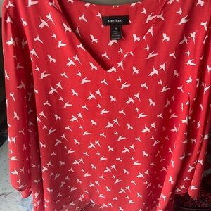 Karen Kane Red and White 3/4 Sleeve Blouse